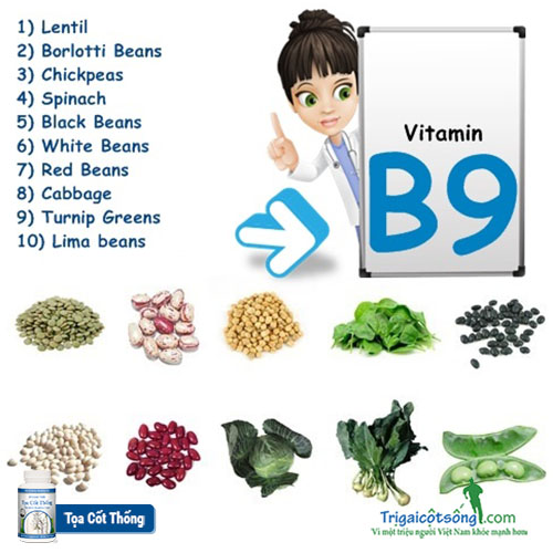 Bệnh đau thần kinh tọa nên ăn nhóm thực phẩm vitamin B9